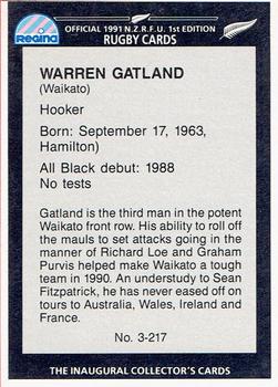 1991 Regina NZRFU 1st Edition #3 Warren Gatland Back